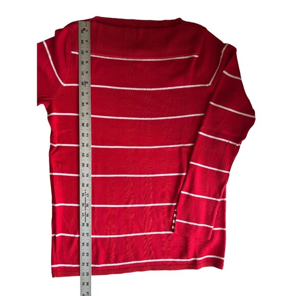 Chaps Red & White Striped Long Sleeve Cotton Modal Sweater M Nautical Style - Picture 7 of 8